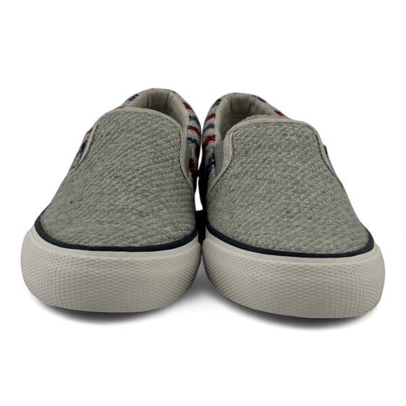 Keds x Swans Island Anchor Slip-On Sneakers – Gray with Red & Blue Stripes - Picture 6 of 7